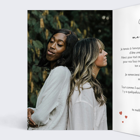 Carte amitié Encadré Coeur Intérieur Gauche