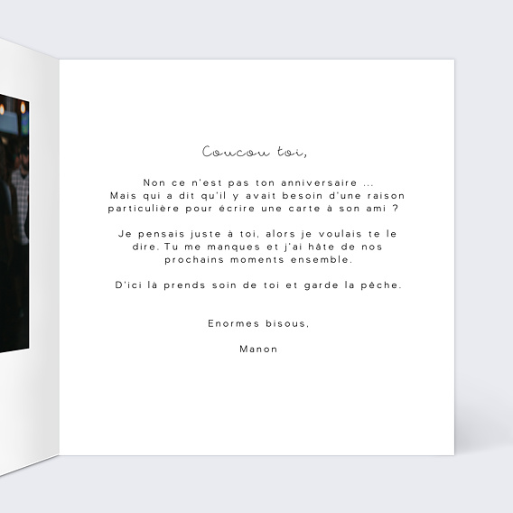 Carte amitié À très vite Intérieur Droit