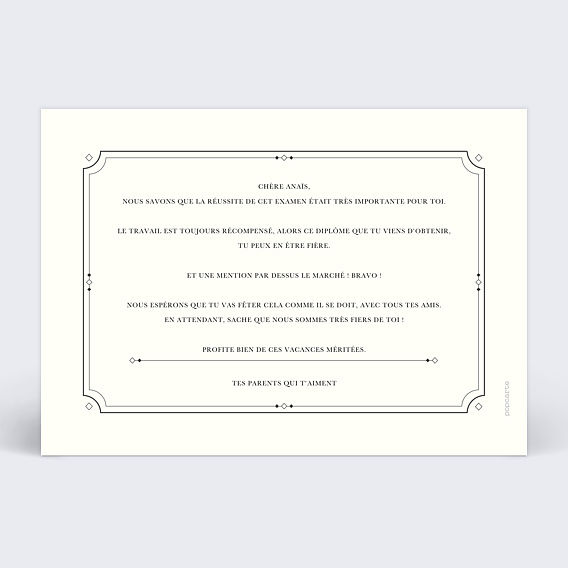 Carte amitié Le diplôme Verso