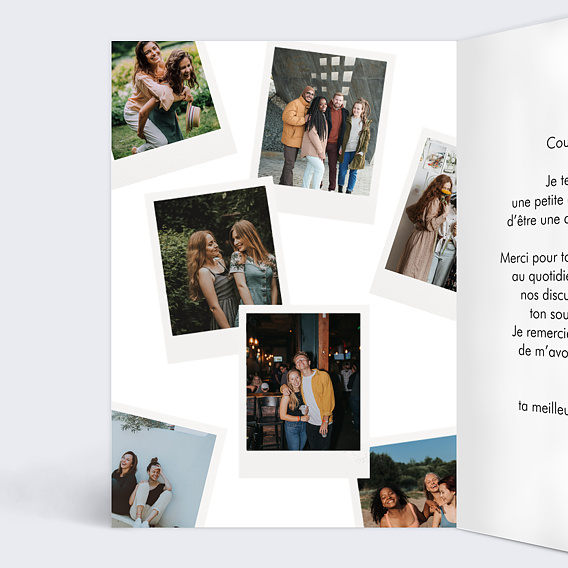 Carte amitié Amitié Polaroid Intérieur Gauche