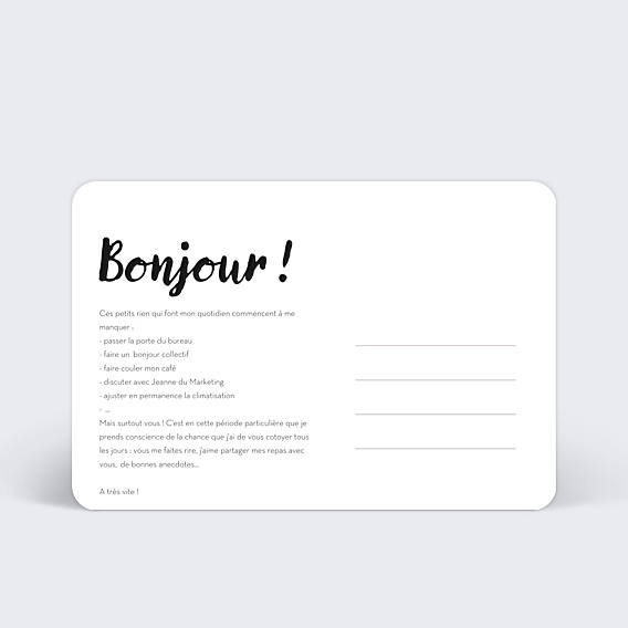 Carte de départ De mes Nouvelles