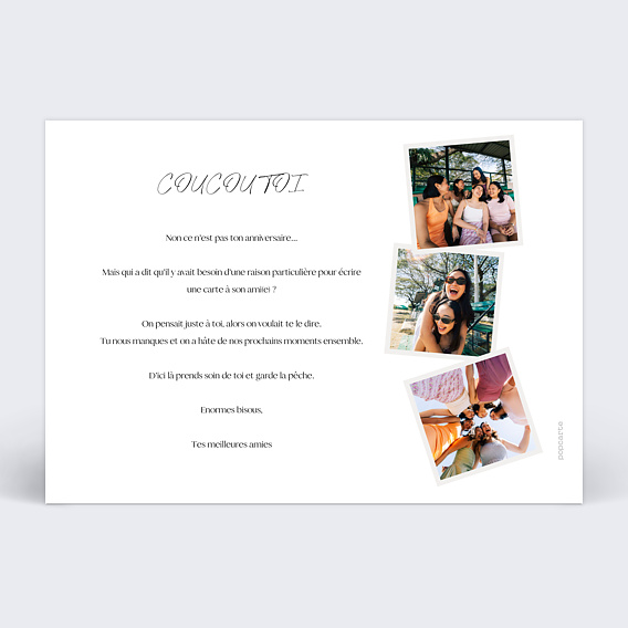 Carte amitié Multi polaroids Verso