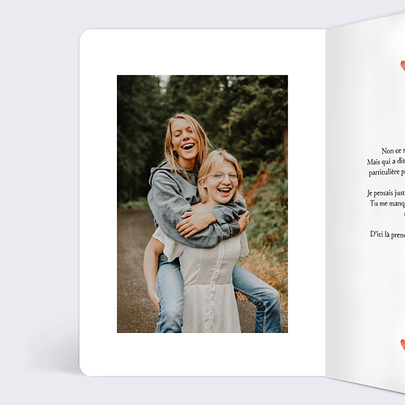 Carte amitié Motif Petit Coeur Intérieur Gauche