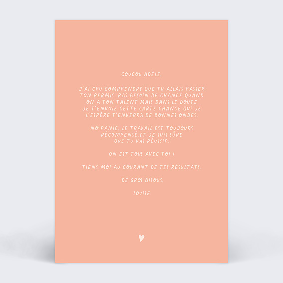 Carte amitié Croisons les doigts Verso