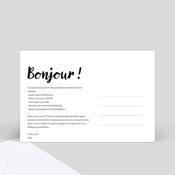 Carte de départ De mes Nouvelles Verso