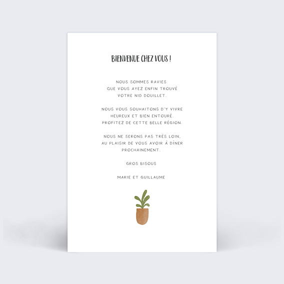 Carte amitié Bienvenue à la Maison Verso