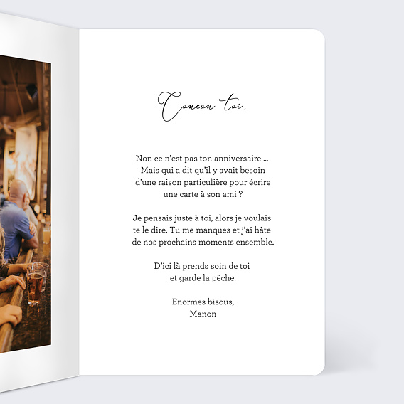 Carte amitié Bonjour mon ami Intérieur Droit