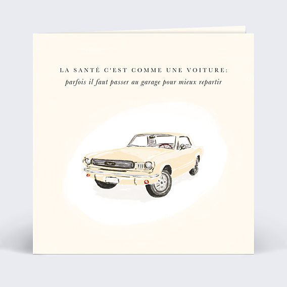 Carte de bon rétablissement Voiture Vintage