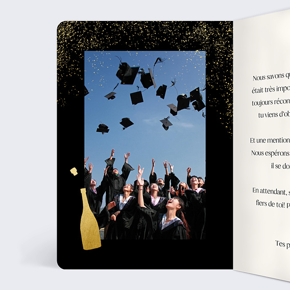 Carte amitié Champagne Festif Intérieur Gauche