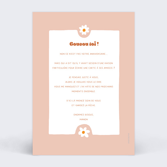 Carte amitié White Flowers Verso