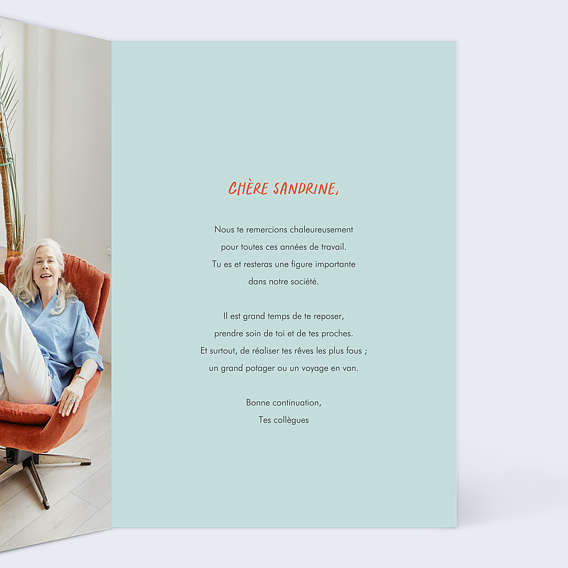 Carte de départ Bonne Continuation Intérieur Droit