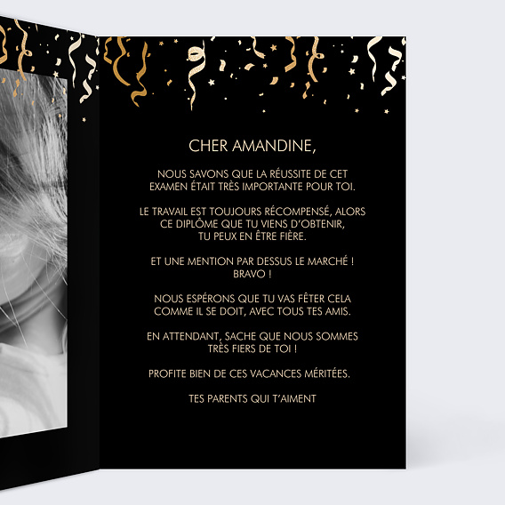 Carte amitié Pluie de Confettis Intérieur Droit