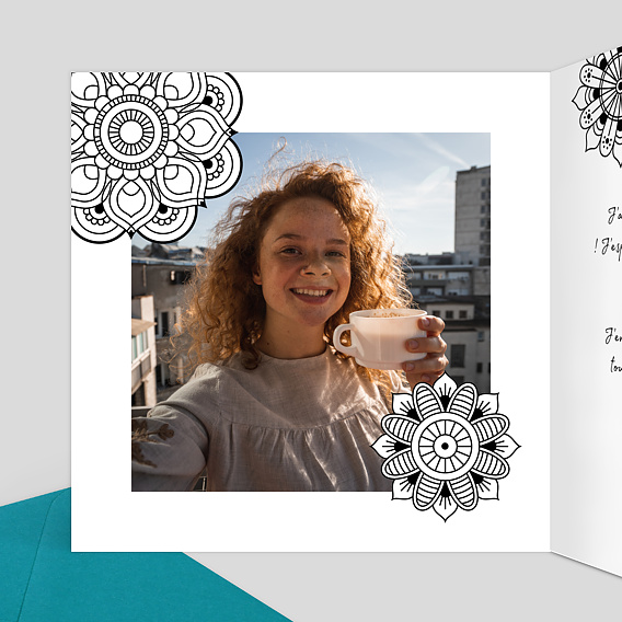 Carte amitié Coloriage Mandala Intérieur Gauche