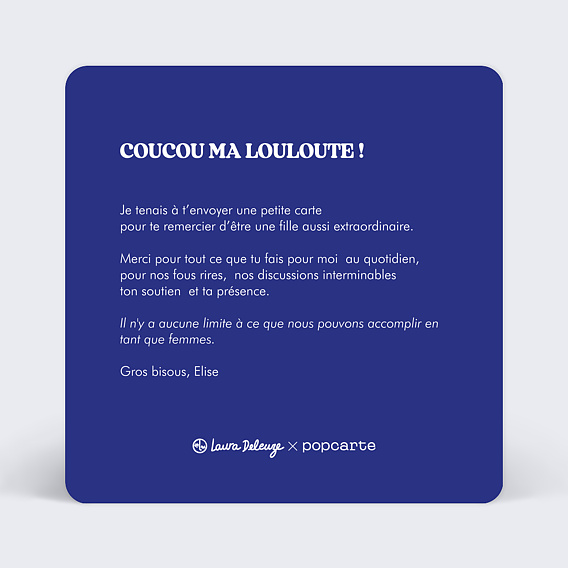 Carte amitié Laura Deleuze x Popcarte - Girl Power II Verso