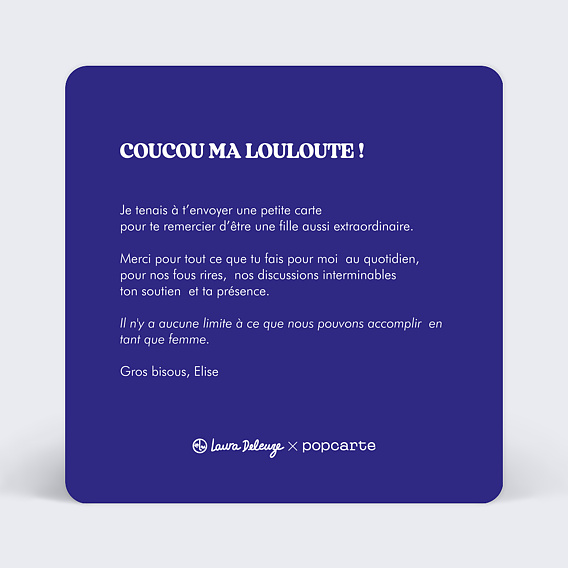 Carte amitié Laura Deleuze x Popcarte - Let's go girl Verso