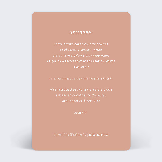 Carte amitié Jennifer Bouron x Popcarte - Vie en Couleurs Verso