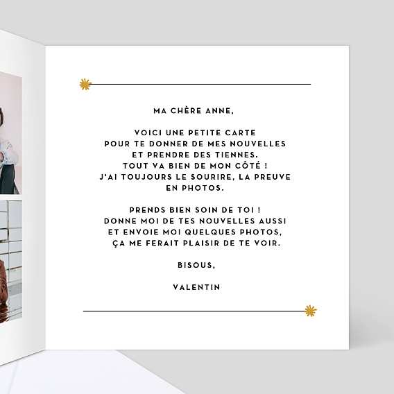 Carte amitié Bonnes Nouvelles Intérieur Droit