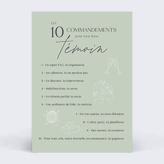 Demande de témoin Les 10 commandements Homme