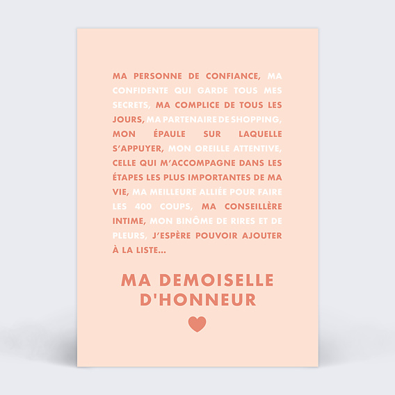 Demande de témoin Liste demoiselle d'honneur