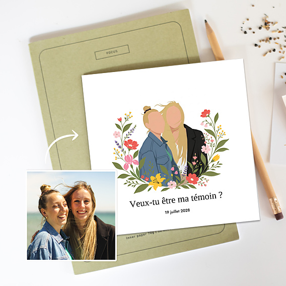 Demande de témoin Portrait minimaliste avec couronne champêtre