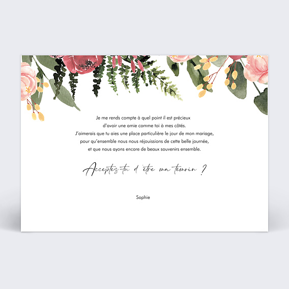 Demande de témoin Wild Flowers Verso