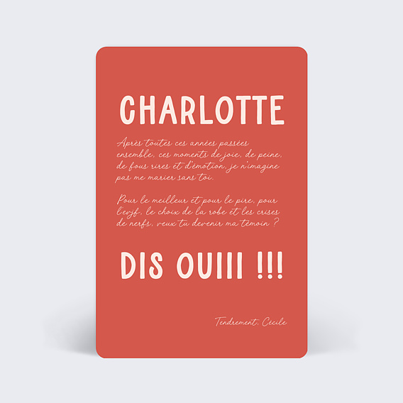 Demande de témoin Je t'aime Verso