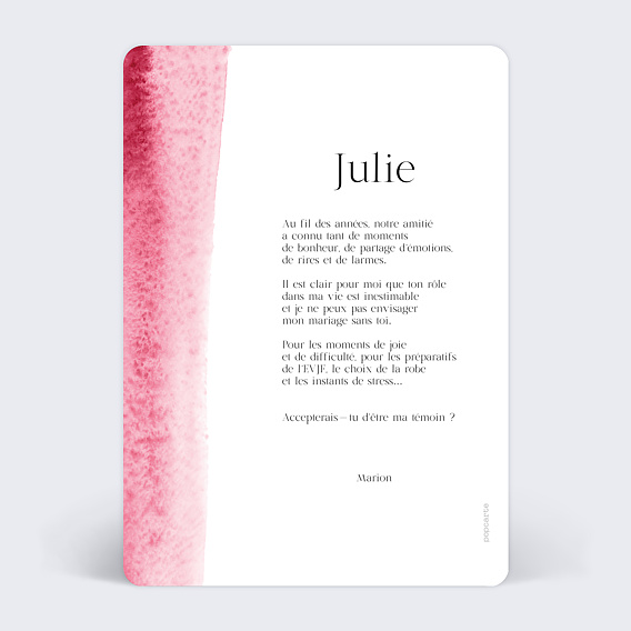 Demande de témoin Éclat Aquarelle Verso