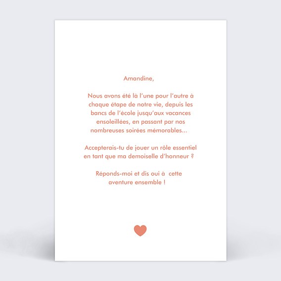 Demande de témoin Liste demoiselle d'honneur Verso