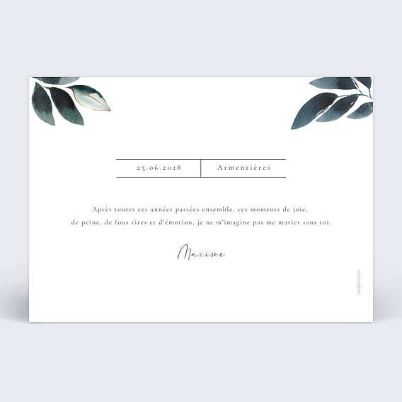 Demande de témoin Carte à Relier Verso