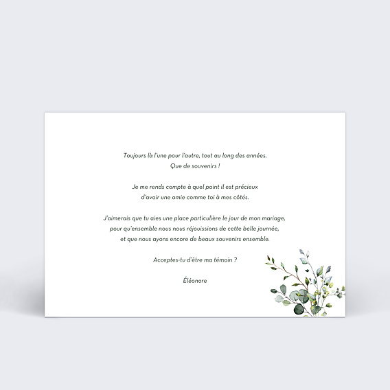 Demande de témoin Petit Herbarium Verso