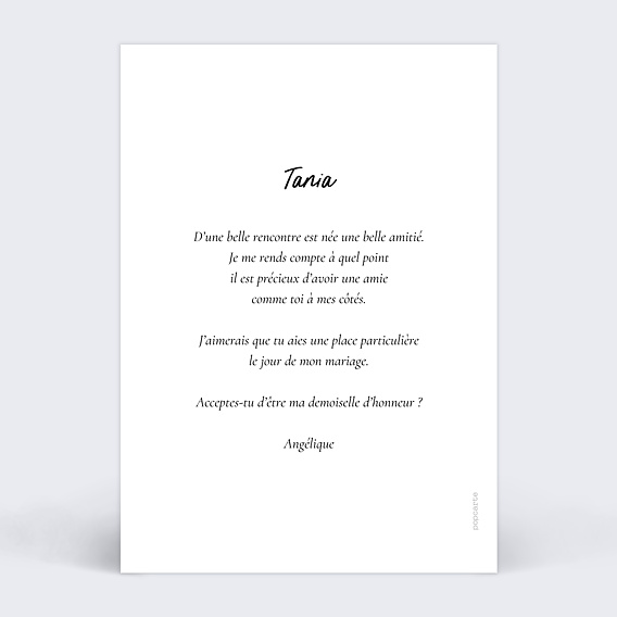 Demande de témoin Définition Demoiselle d'honneur Verso