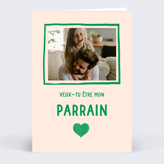 Demande parrain marraine Cœur Simple Vert