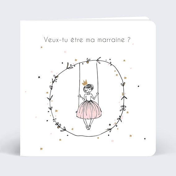 Carte Demande Parrain Marraine Jolie princesse