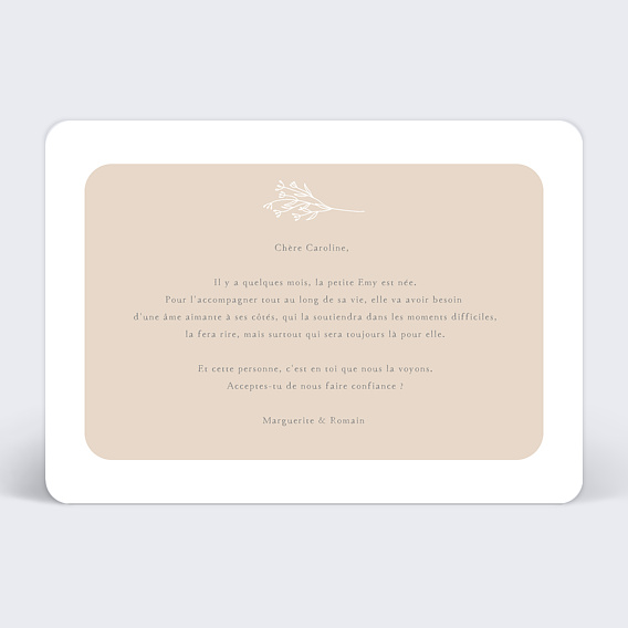 Demande parrain marraine Demande à relier Marraine Verso