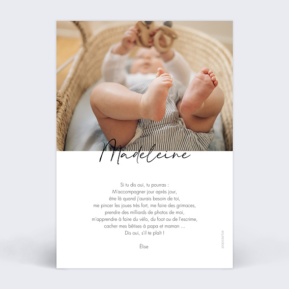 Demande parrain marraine Original Fille Verso