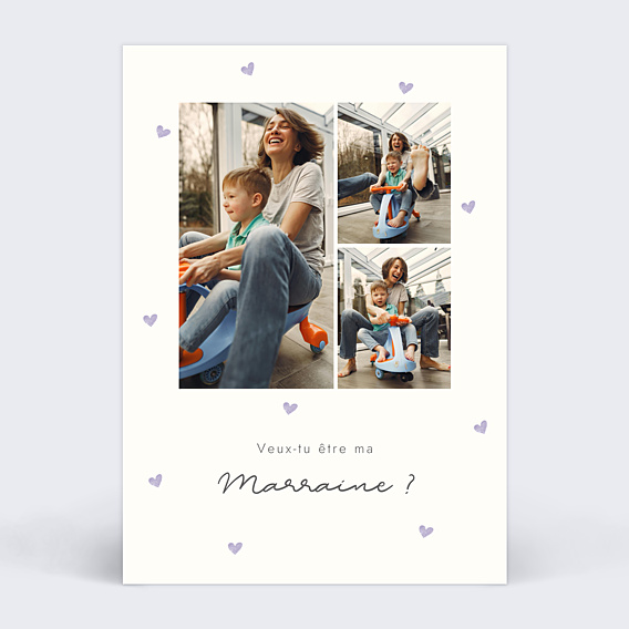 Demande parrain marraine Motif Coeur Lilas