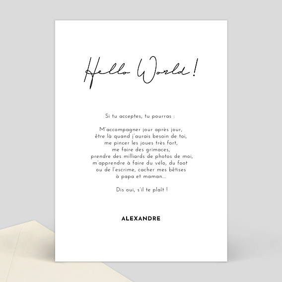 Demande parrain marraine Calligraphie Originale Verso
