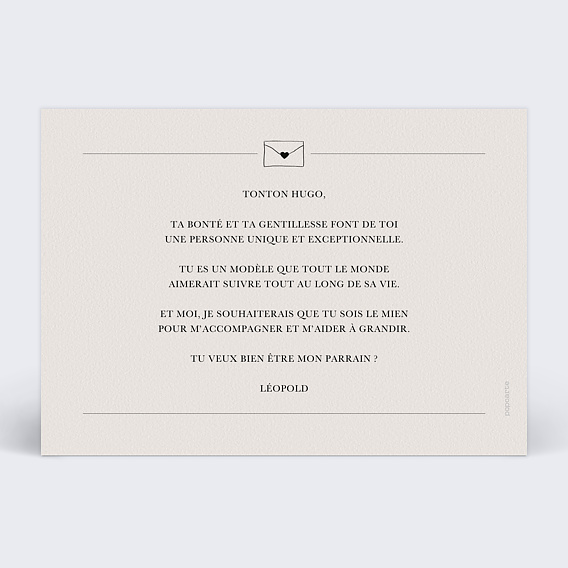 Demande parrain marraine Télégramme Verso