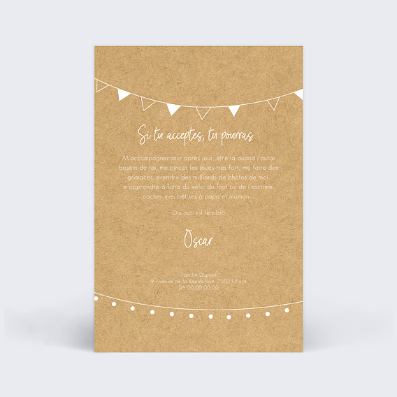 Demande parrain marraine Bucolique simple Verso