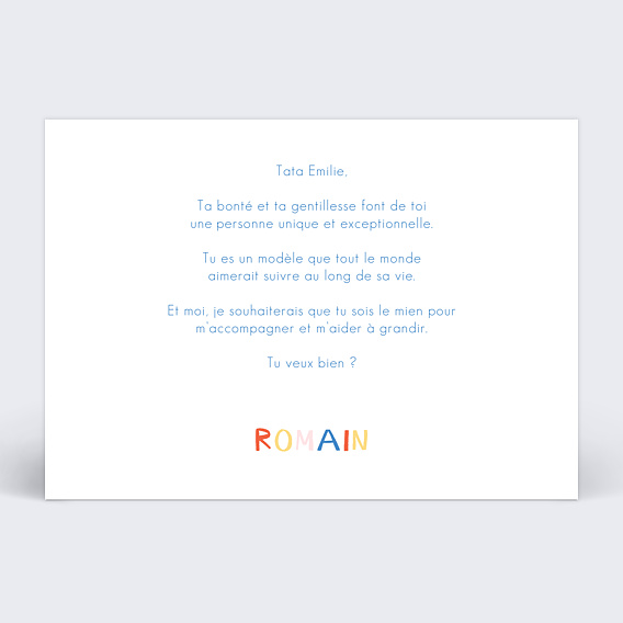 Demande parrain marraine Texte coloré Verso