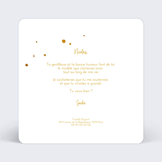 Demande parrain marraine Golden dots Verso