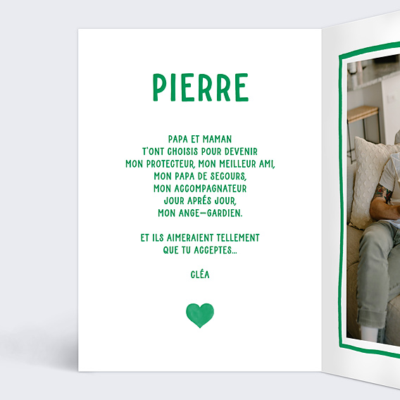 Demande Parrain Marraine Cœur Simple Vert