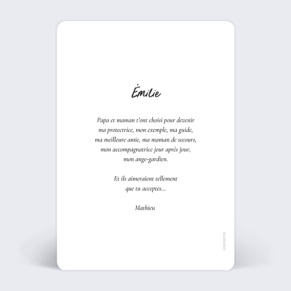 Demande parrain marraine Définition Marraine Verso