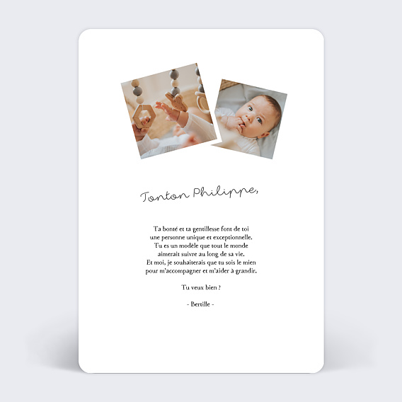 Demande parrain marraine Typographie Minimaliste Parrain Verso