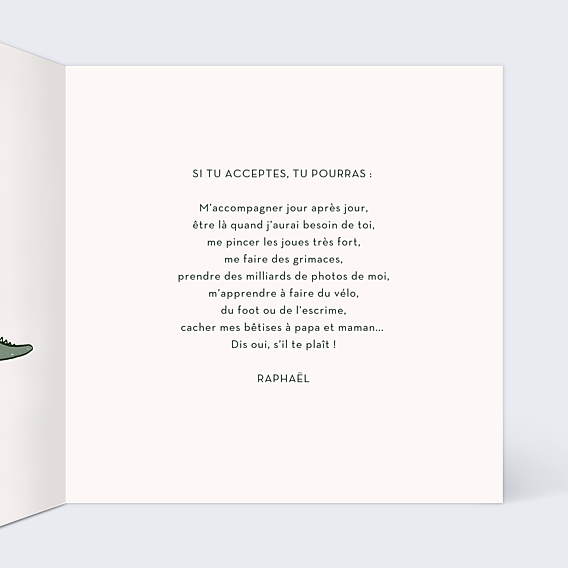 Demande Parrain Marraine Dinosaure