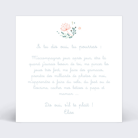 Demande Parrain Marraine Couronne de fleurs