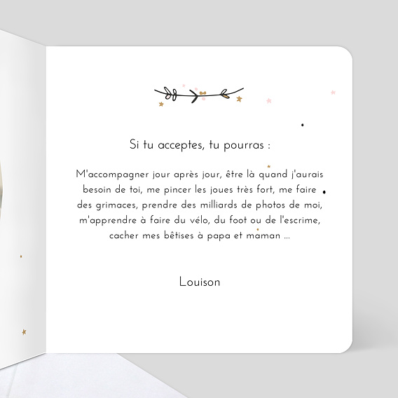 Demande parrain marraine Jolie princesse Intérieur Droit