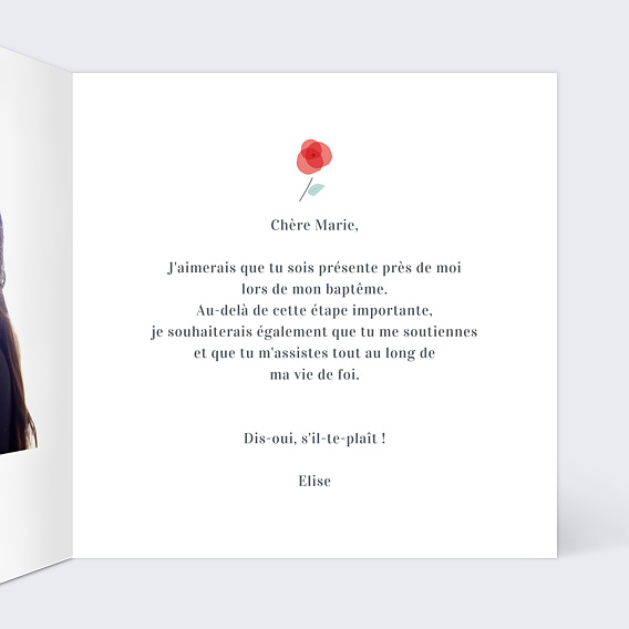 Demande parrain marraine Croix fleurie Intérieur Droit