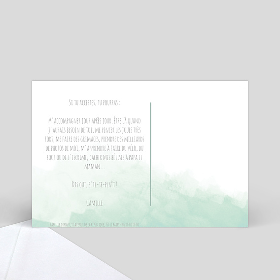 Demande parrain marraine Aquarelle Verso