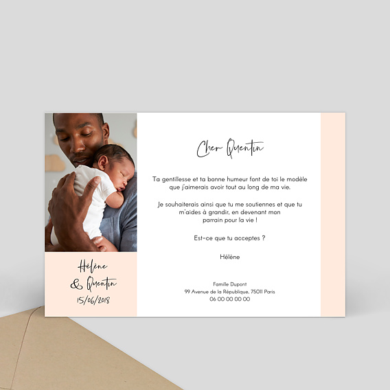 Demande parrain marraine Bandeau (dos photo) Verso